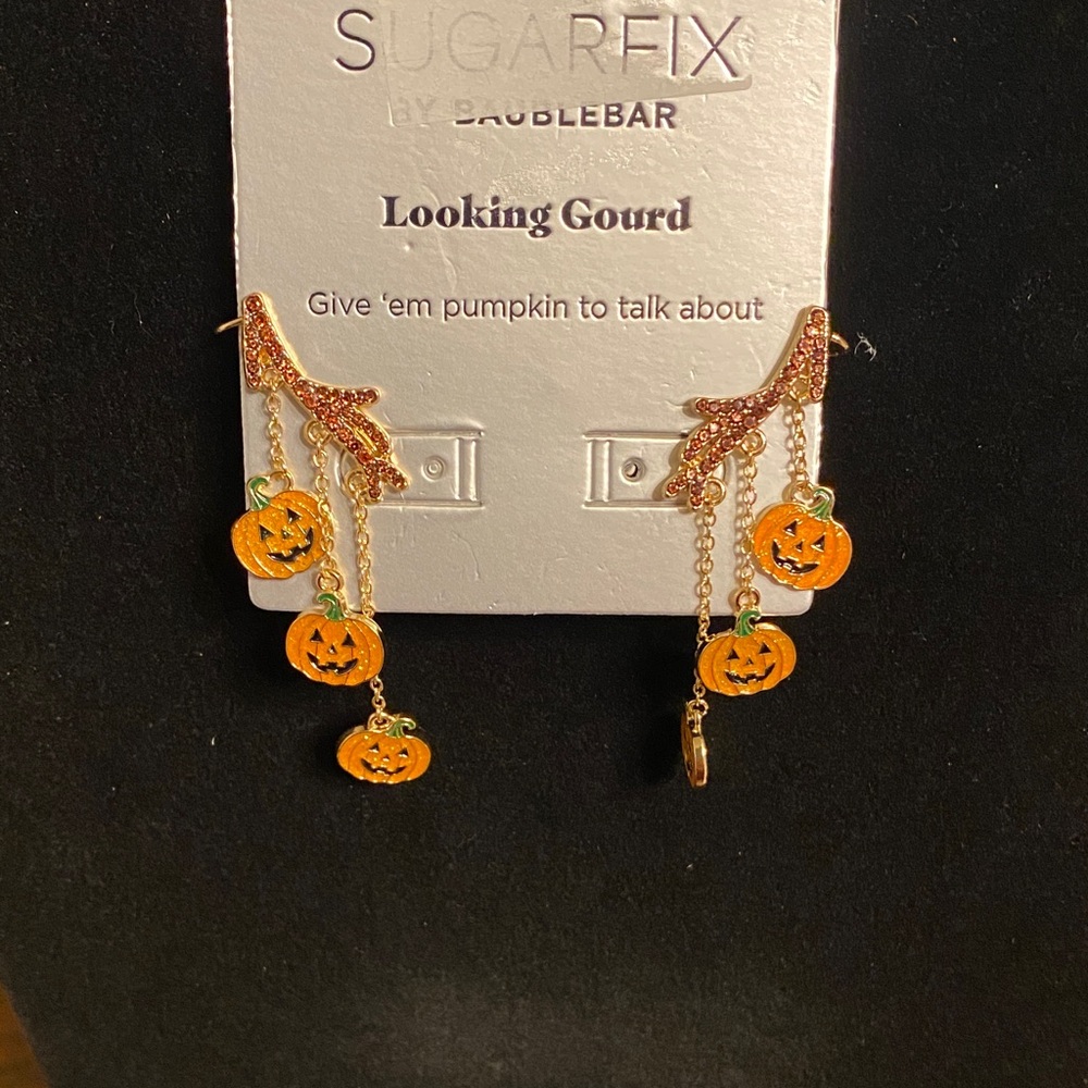 BaubleBar Pumpkin Dangle Earrings - Orange and Gold